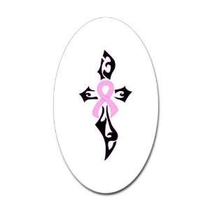  Breast Cancer Ribbon Cross black Sticker Oval Breast 