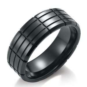 Unique Stripes Design Tungsten Mens Ring Engagement Wedding Band 9mm 
