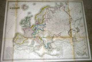 1842 Hérisson EUROPE Enormous Wall Map, Fine Engraving Work, Detailed 