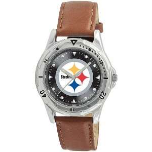  Gametime Pittsburgh Steelers Brown Leather Watch: Sports 