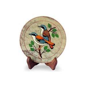  NOVICA Soapstone decorative plate, Bird Haven
