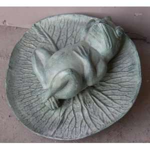  Sleeping Frog on Leaf Fountain Outdoor Bronze Statue 