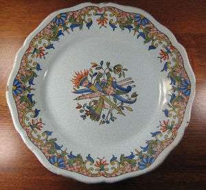 Antique French Quimper Faience Porquier Beau Plate Rouenesque Pattern 