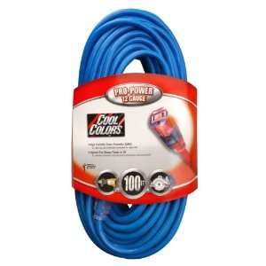   Cable 02579 0H 100 Foot 12/3 Neon Outdoor Extension Cord, Bright Blue