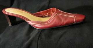 Unisa Red Leather 9.5 Mules Heels Slides Shoes Open Back CUTE  