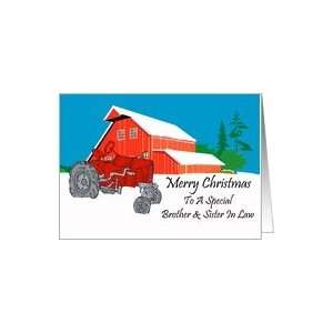  Brother And Sister In Law Antique Tractor Christmas Card 