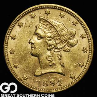 1894 $10 GOLD Liberty Eagle CHOICE AU++/UNCIRCULATED  