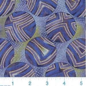   Floral Spheres Blue Fabric By The Yard: Arts, Crafts & Sewing