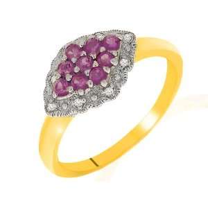  9ct Yellow Gold Pink Sapphire & Diamond Ring Size: 6 