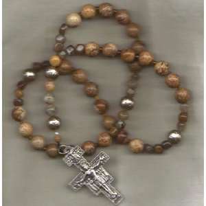  Anglican Rosary of Picture Jasper, St. Francis Cross 