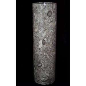  Fossil Stone Cylinder Vase, Fossil Marble Vase   Tall, 10 
