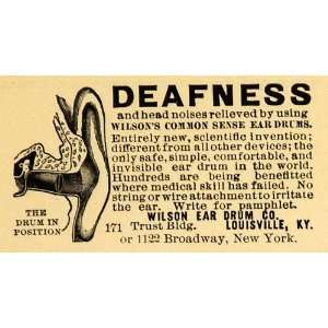   Ad Wilsons Common Sense Ear Drum Deafness Relief   Original Print Ad