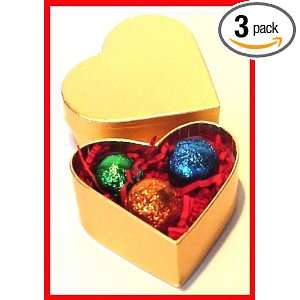 Organic Hand crafted Truffles in Gold Heart Box 3 Piece  