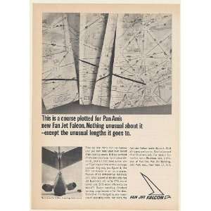   Jet Falcon Business Jet Plotted Course Unusual Length Print Ad (54261