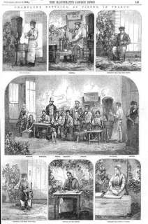 Wines BOTTLING CHAMPAGNE.France.Old Vintage Print.1855  