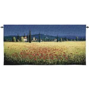  Tuscan Panorama Poppies Wall Tapestry