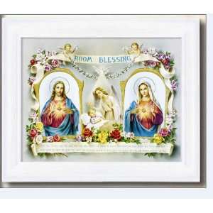 Baby Room Blessing Picture 10x 12 Antique White Frame Under Glass 