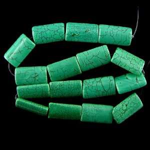  22mm green turquoise rectangle pillow beads 16 strand 