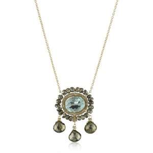   Dana Kellin Classic Gem Cut Aqua Quartz and Pyrite Necklace Jewelry