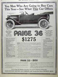 1914 Paige car 36 model vintage automobile print AD  