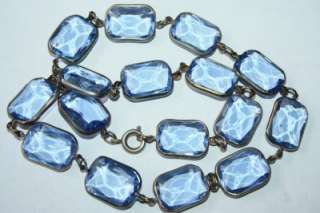 Vintage Art Deco Large Open Back Bezel Set Sapphire Blue Color Glass 
