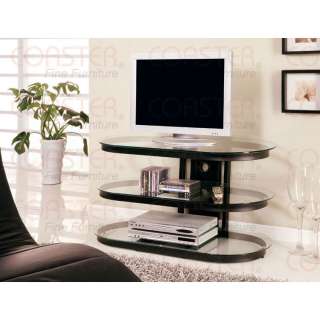 Modern Contemporary Black TV Stand with Glass Shelves  