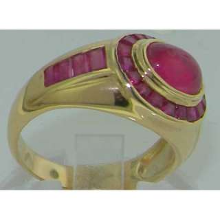 ART DECO DES SOLID 9CT GOLD NATURAL CABOCHON RUBY RING  