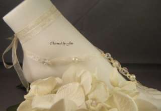 IVORY Wedding Beach Bridal Ribbon BAREFOOT SANDALS New  