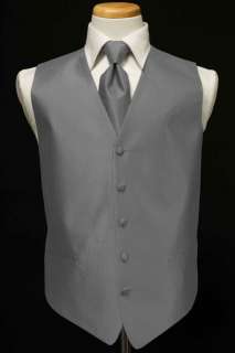 Tuxedo Vest & Tie   Herringbone   Silver  