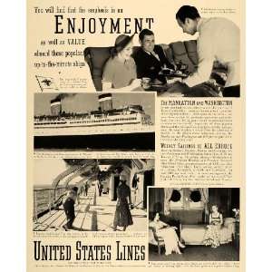  1938 Ad United States Cruise Line Manhattan Washington 