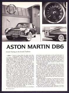 1966 Aston Martin DB6 Road Test & Technical Data  