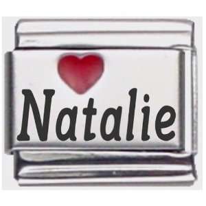  Natalie Red Heart Laser Name Italian Charm Link Jewelry