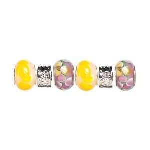  Cousin Trinkettes Glass & Metal & Clay Beads 6/Pkg Pink 