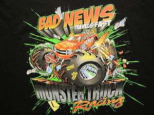 Mens T Shirt BAD NEWS MONSTER TRUCK RACING black size sz xL  