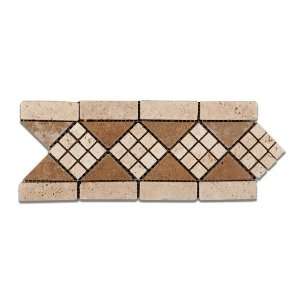  Ivory & Noce Travertine Trieste Tumbled Border / Listello 