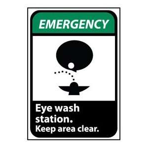 Emergency Sign 14x10 Aluminum   Eye Wash Station Keep Area Clear 