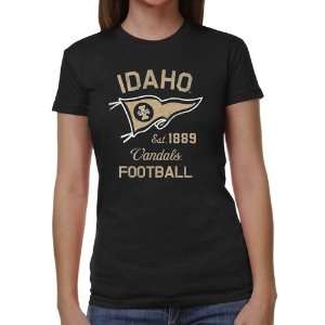 Idaho Vandals Ladies Pennant Sport Juniors Tri Blend T Shirt   Black 