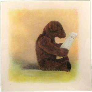  John Derian Square Tray   Bear Reading Paper
