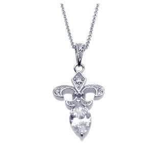    Nickel Free Silver Necklaces Fleur De Le Cz Necklace: Jewelry