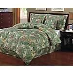 7pc TROPICAL BEACH BEDDING PALM TREE LEAVES ORCHID COMFORTER SET QUEEN 