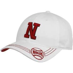 adidas Nebraska Cornhuskers White Baseball Slope Flex Fit Hat (Large/X 