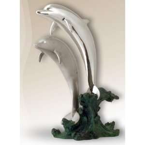  Dolphin Pair Silver Plated Sculpture: Home & Kitchen