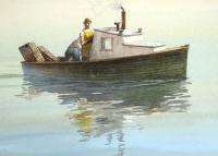 Pete Peterson Crab Fisherman Original Watercolor Painting, beautiful 