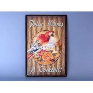  Wooden Red Parrot Sign 12   Nautical and Beach Themed 