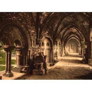  Vintage Travel Poster   St. Bavon Abbey the cloister Ghent 