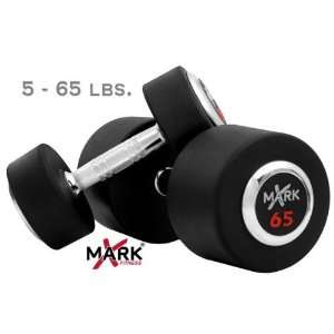   Fitness 5 lb to 65 lb Rubber Round Dumbbell Set