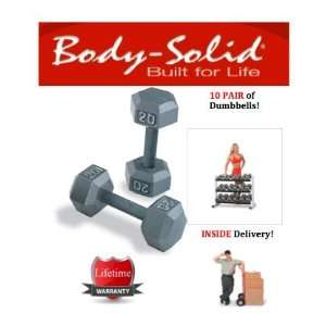    Body Solid Grey Hex Dumbbell Set 5 to 50 lbs