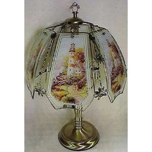  6 Panel Pumpkin Style Antique Brass Touch Lamp: Home 