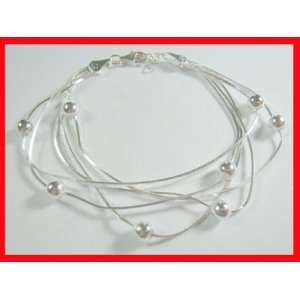  Liquid Silver Multi Strand Beade Bracelet S/S #3807: Arts 
