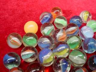   LOT 1950s PLAYING MARBLES Toy GAME Cateyes SWIRLS Solids ORANGES